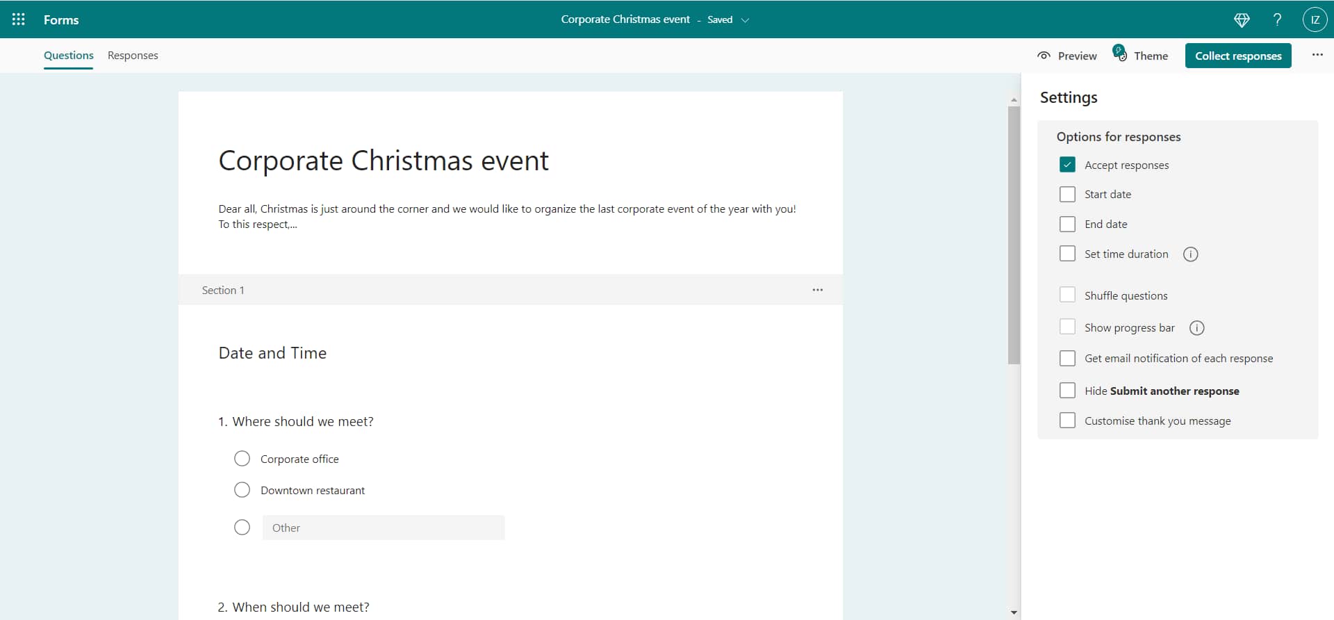 Setting a random user path with Shuffle Questions in Microsoft Forms