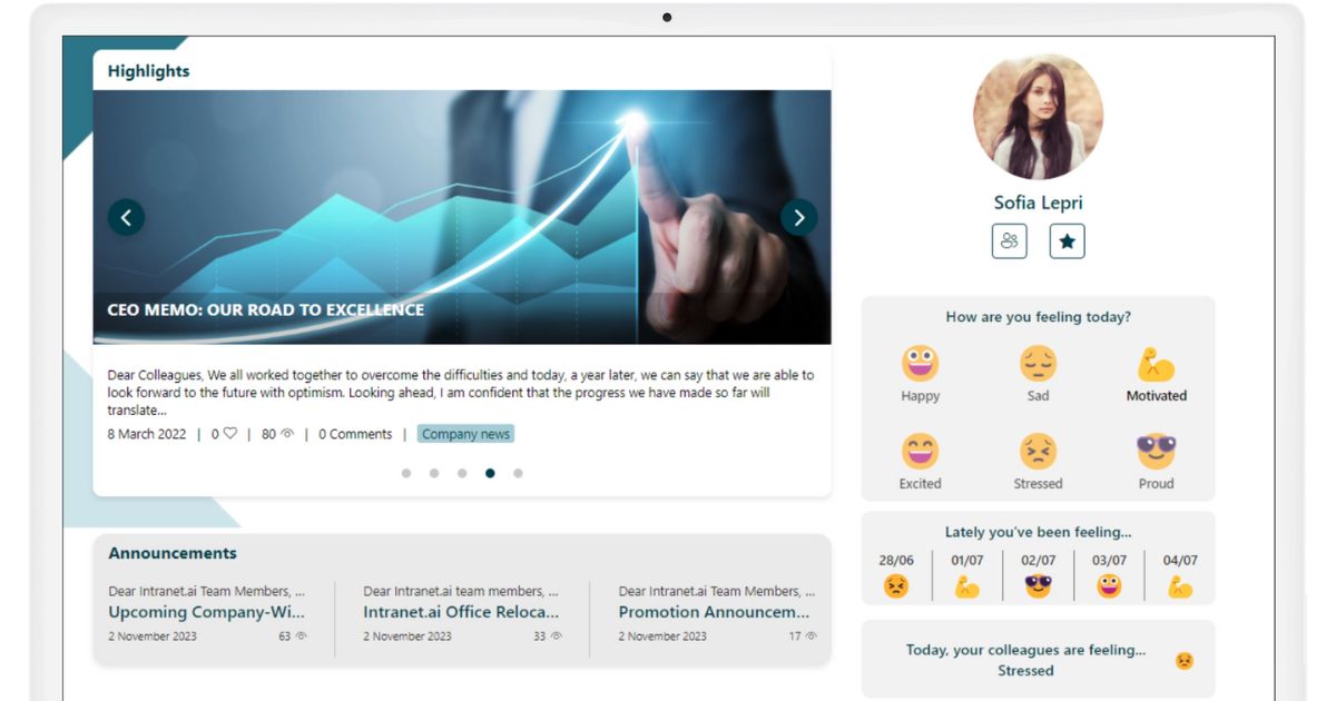 Collecting feedback from colleagues with Mood by intranet.ai
