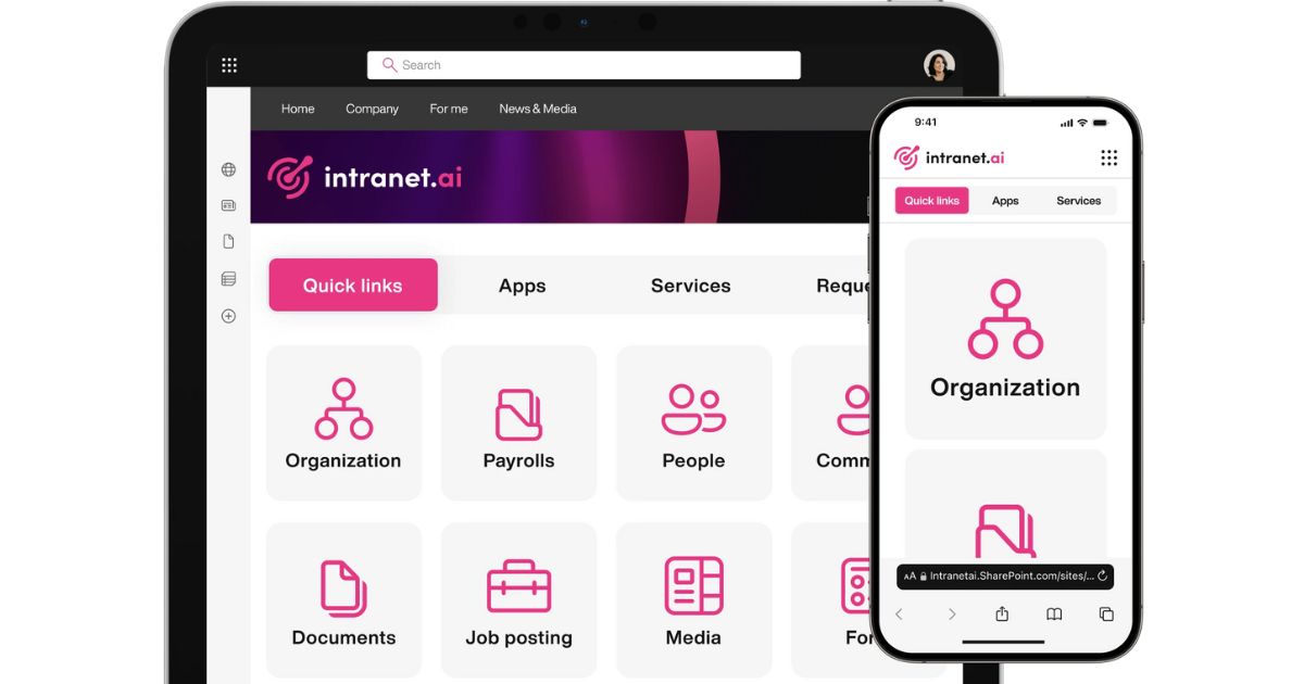Quick access to business apps in the SharePoint intranet by intranet.ai