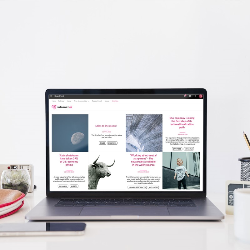 la pagina delle notizie aziendali condivide valori con i dipendenti