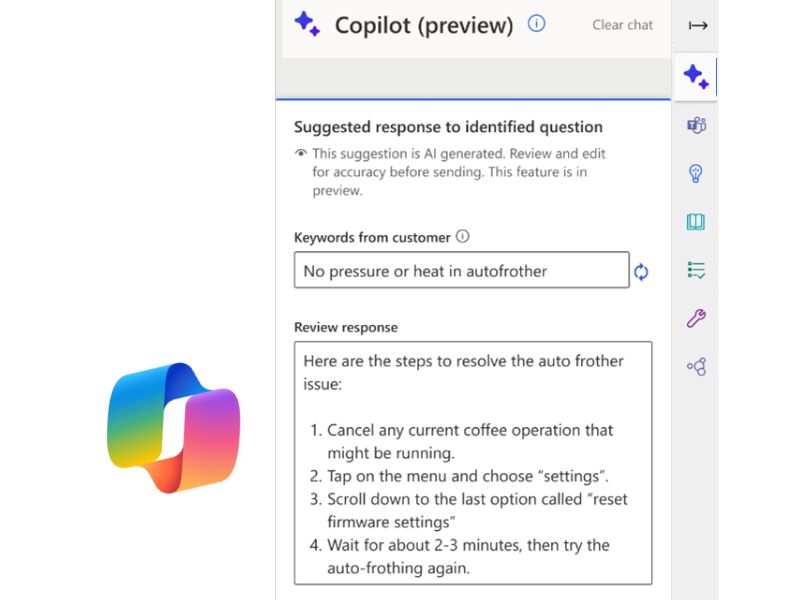 Using Copilot to write the answers in chat