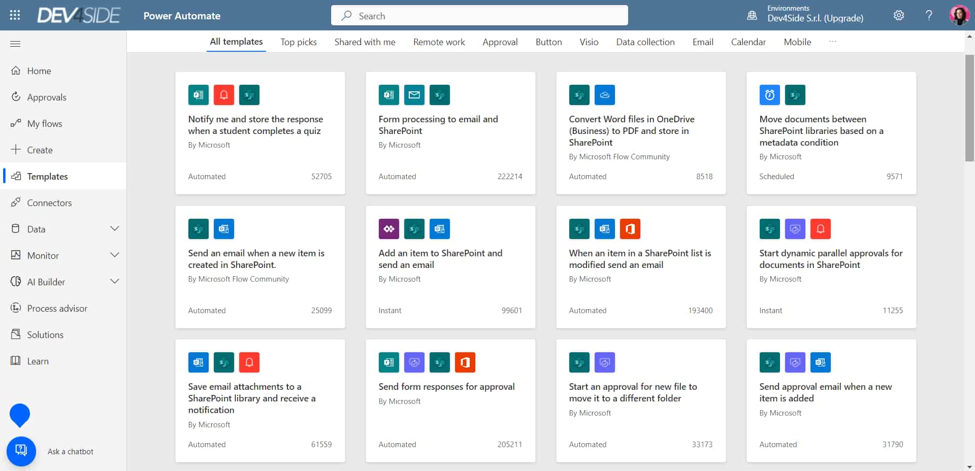 Esempi di flussi di Power Automate preconfigurati per SharePoint