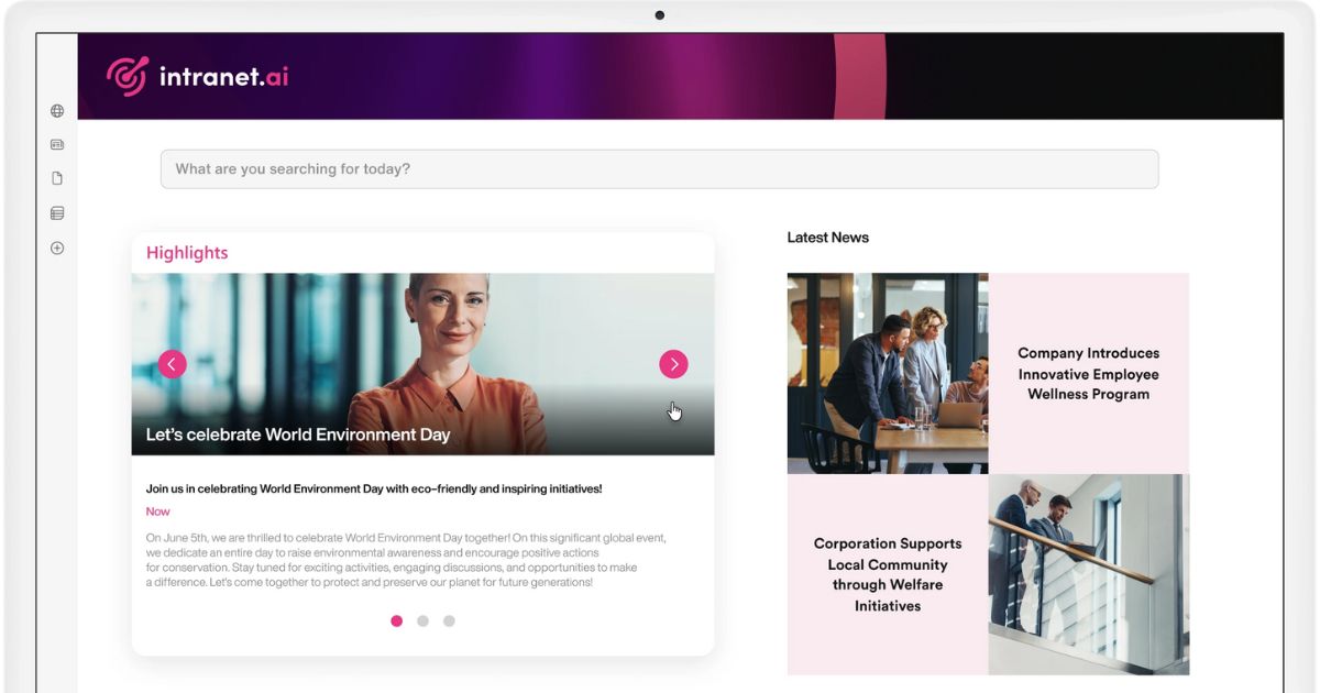 Featured communications in the SharePoint intranet by intranet.ai