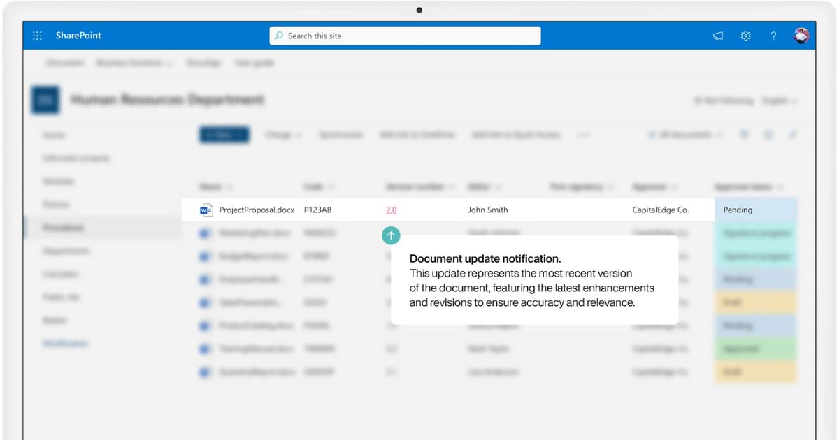 Version history in the SharePoint intranet by intranet.ai