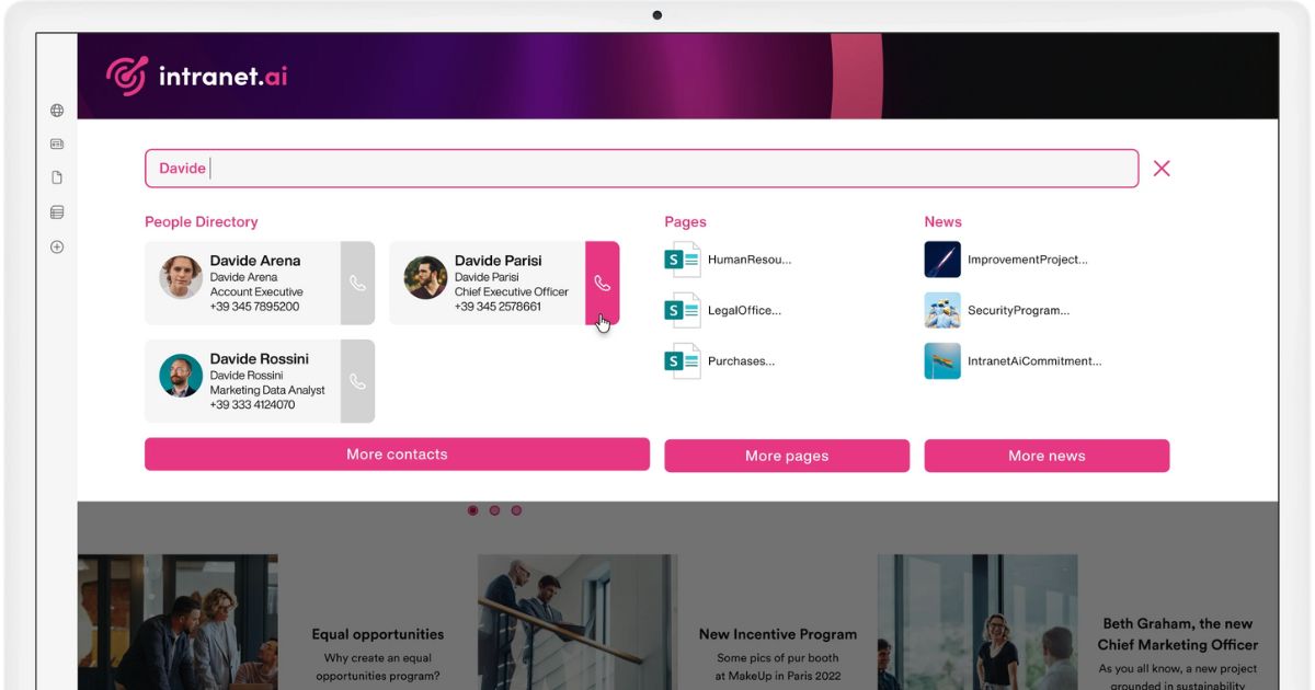 Advanced search for the SharePoint intranet by intranet.ai