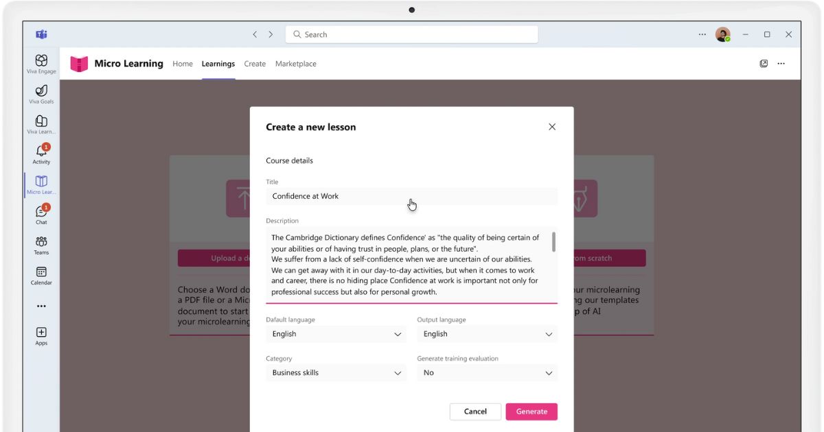 Creating customized training courses with Microlearning by intranet.ai