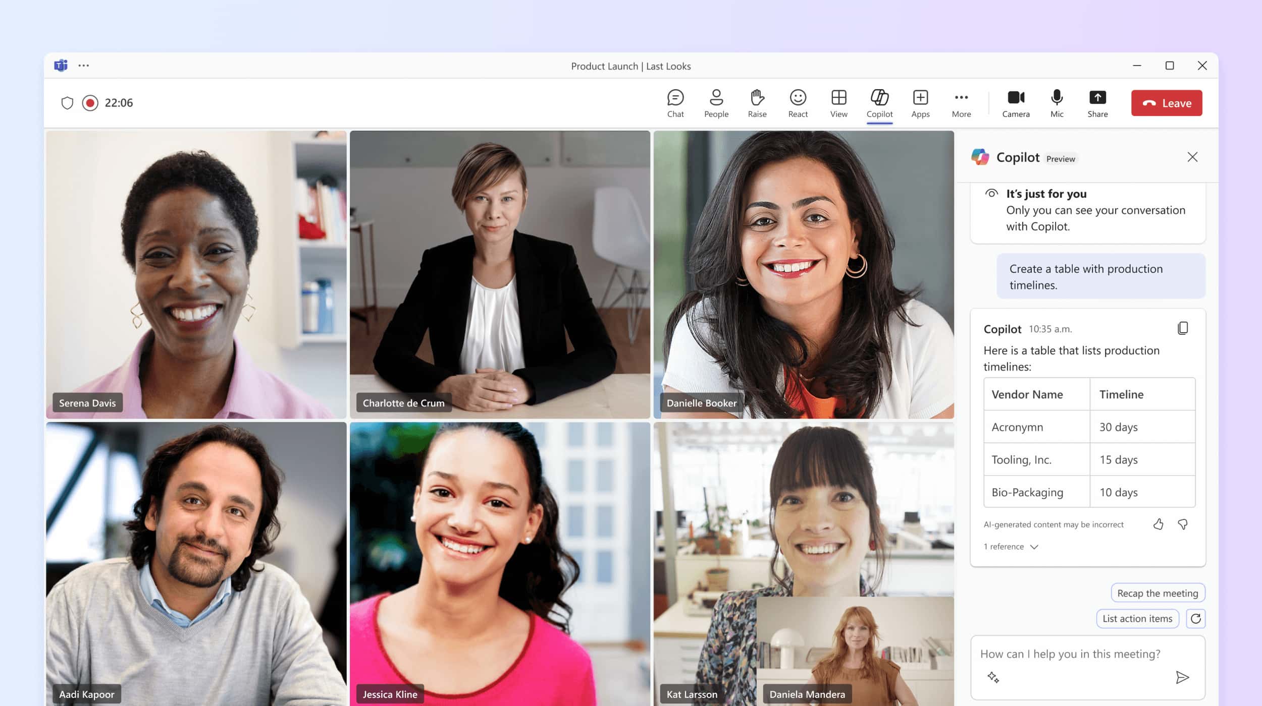 Managing shared information in meetings with Copilot in Teams