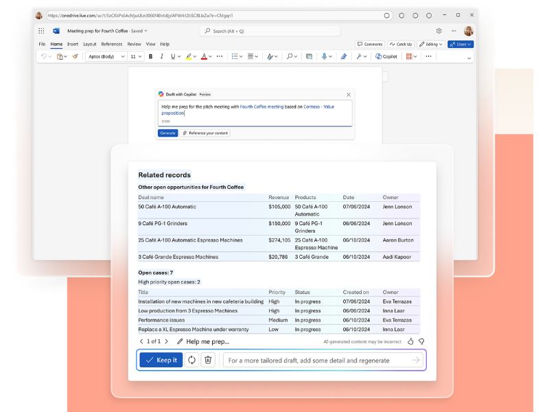 Generating content with Microsoft Sales Copilot