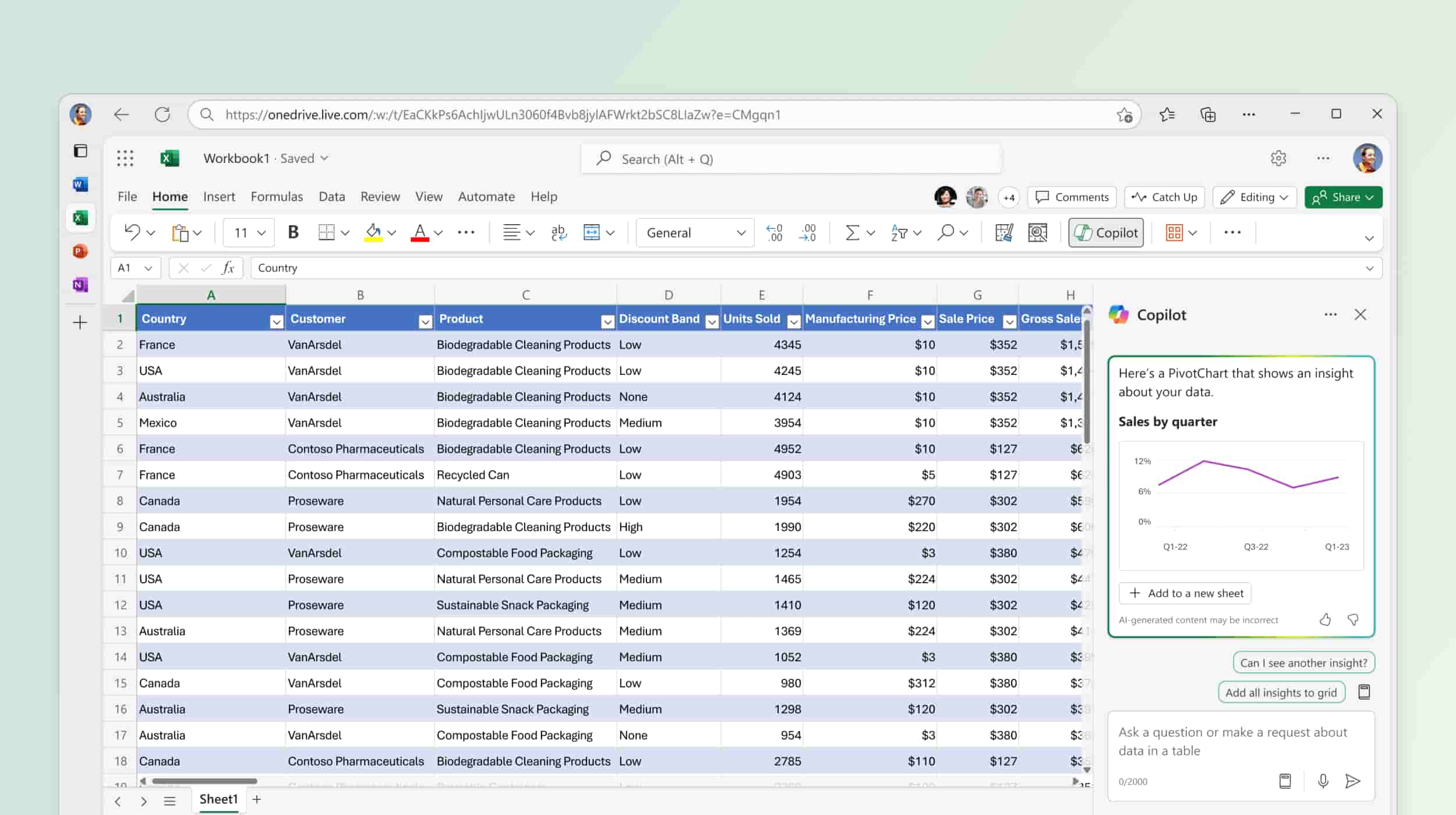 Integration between Copilot and Microsoft 365 Excel