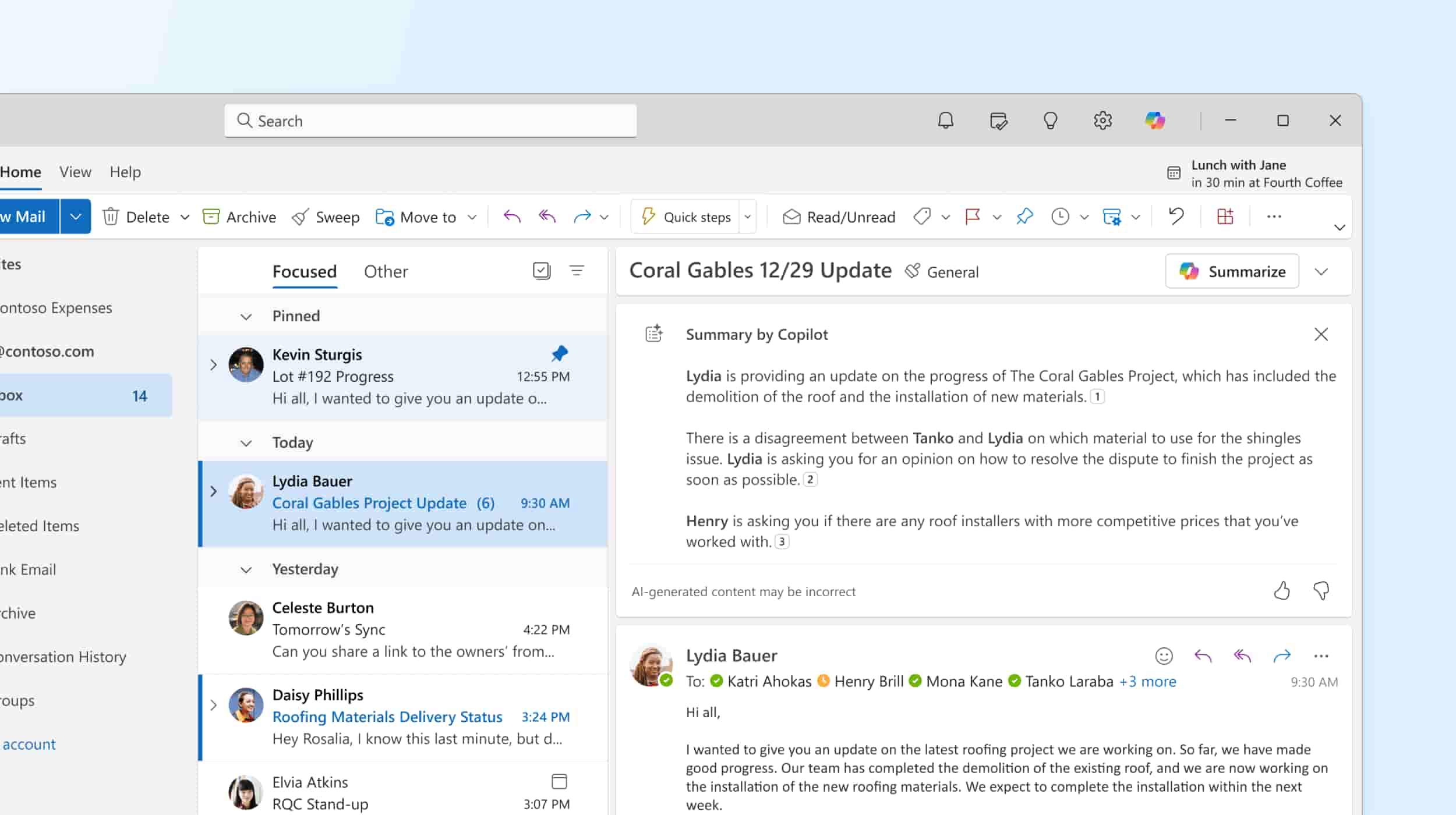 Integration between Copilot and Microsoft 365 Outlook