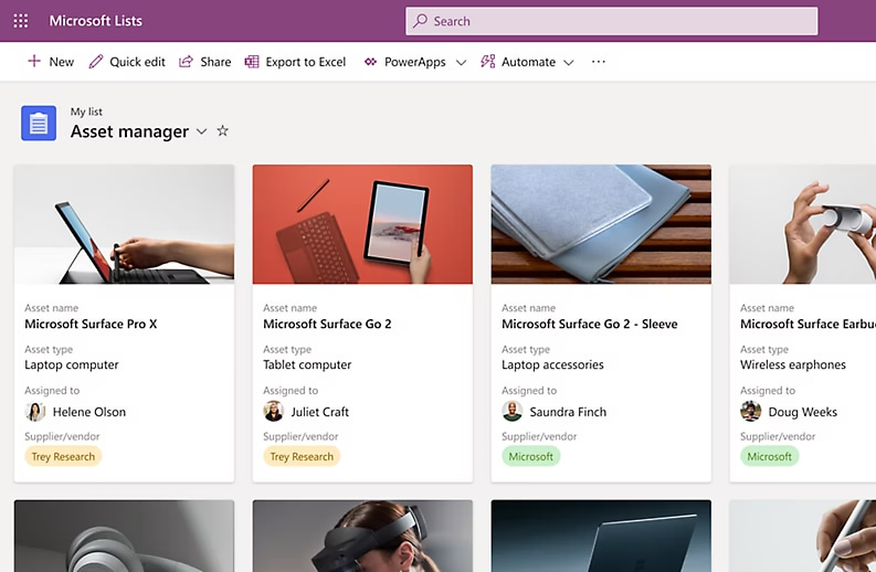 Asset manager template in Microsoft Lists