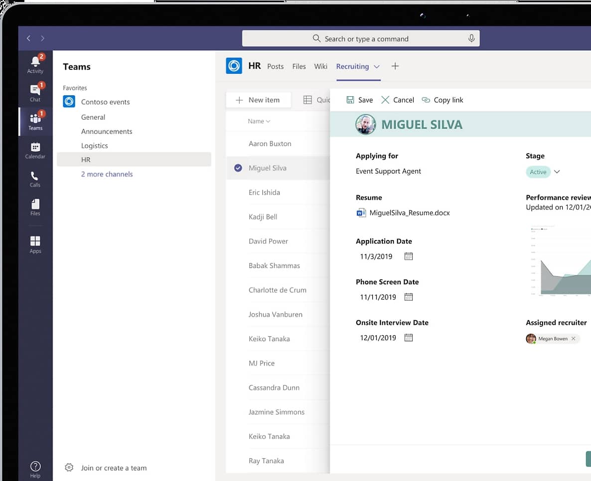 Detail of Microsoft Lists integrated with Power Apps