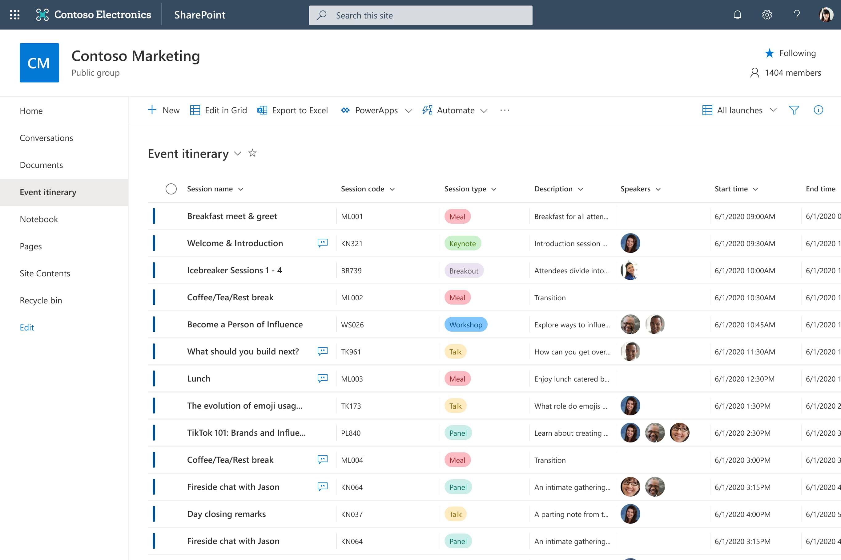 Microsoft Lists in a SharePoint site