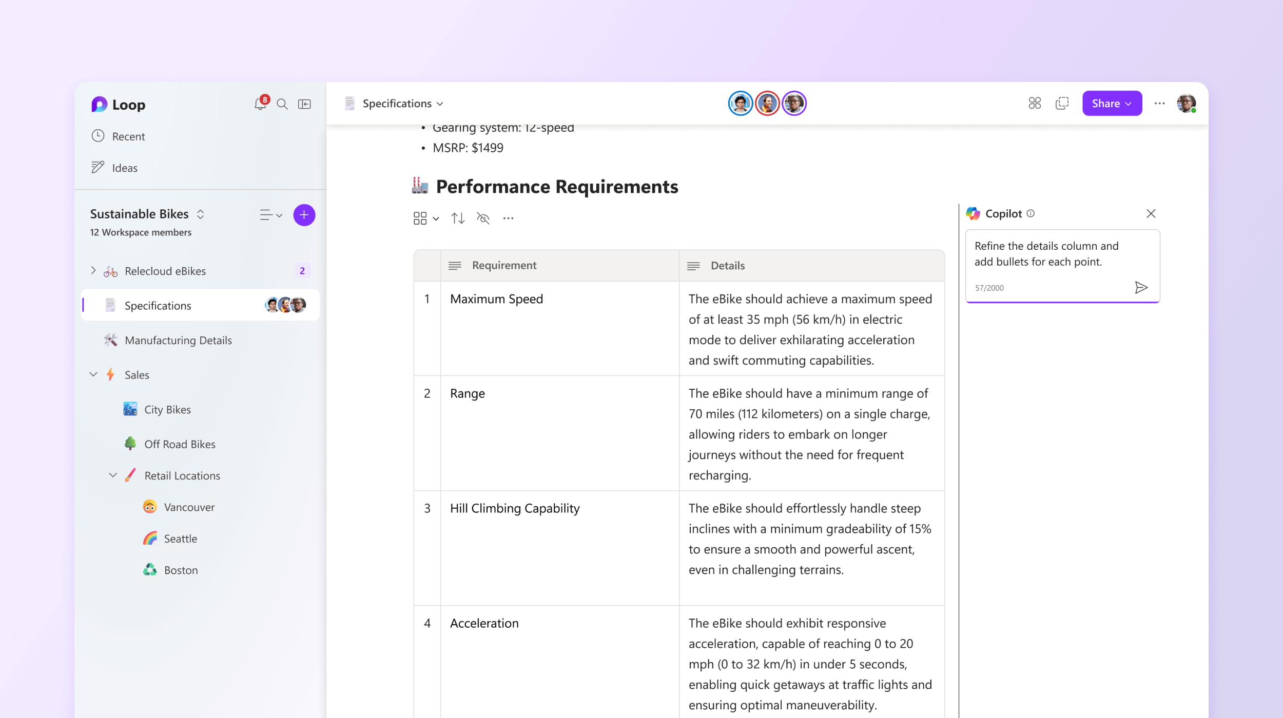 Perfectionner le contenu avec Copilot dans Microsoft Loop