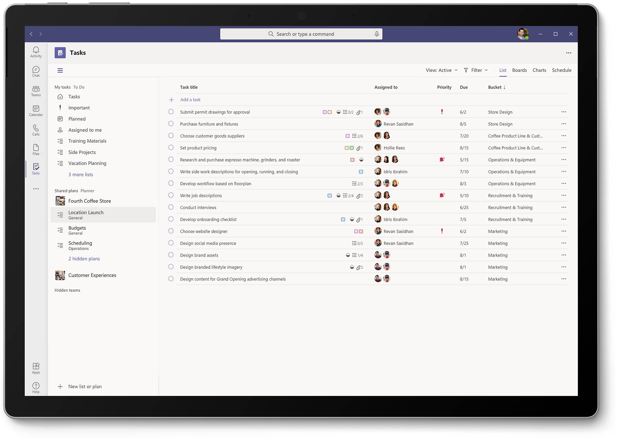 Overview of tasks in Microsoft Teams