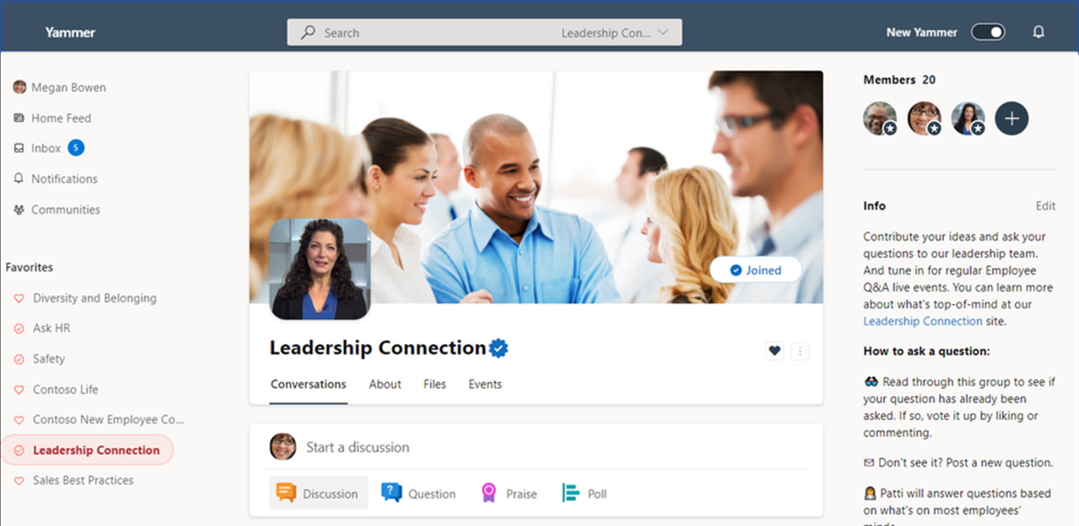 Example of community in Microsoft Yammer