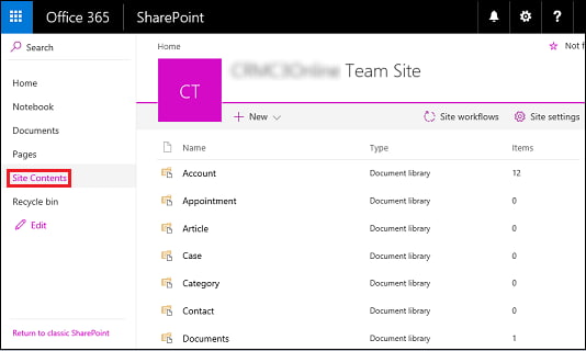 Data integration in Microsoft Dynamics 365 in SharePoint