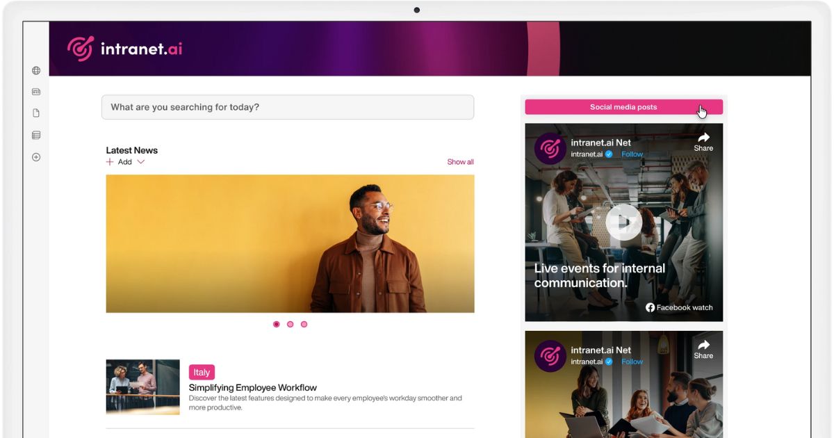 Web part "Social media posts" by intranet.ai