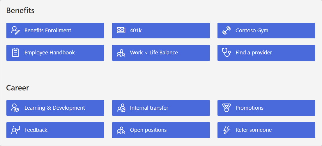 Example of Quick Links in a SharePoint site