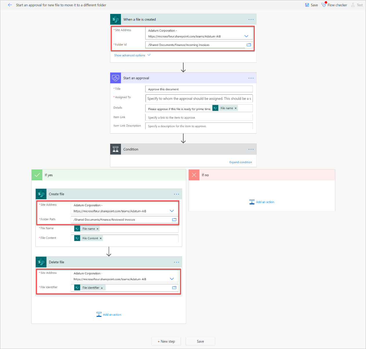 Power Automate template to manage the movement of a file to a SharePoint library
