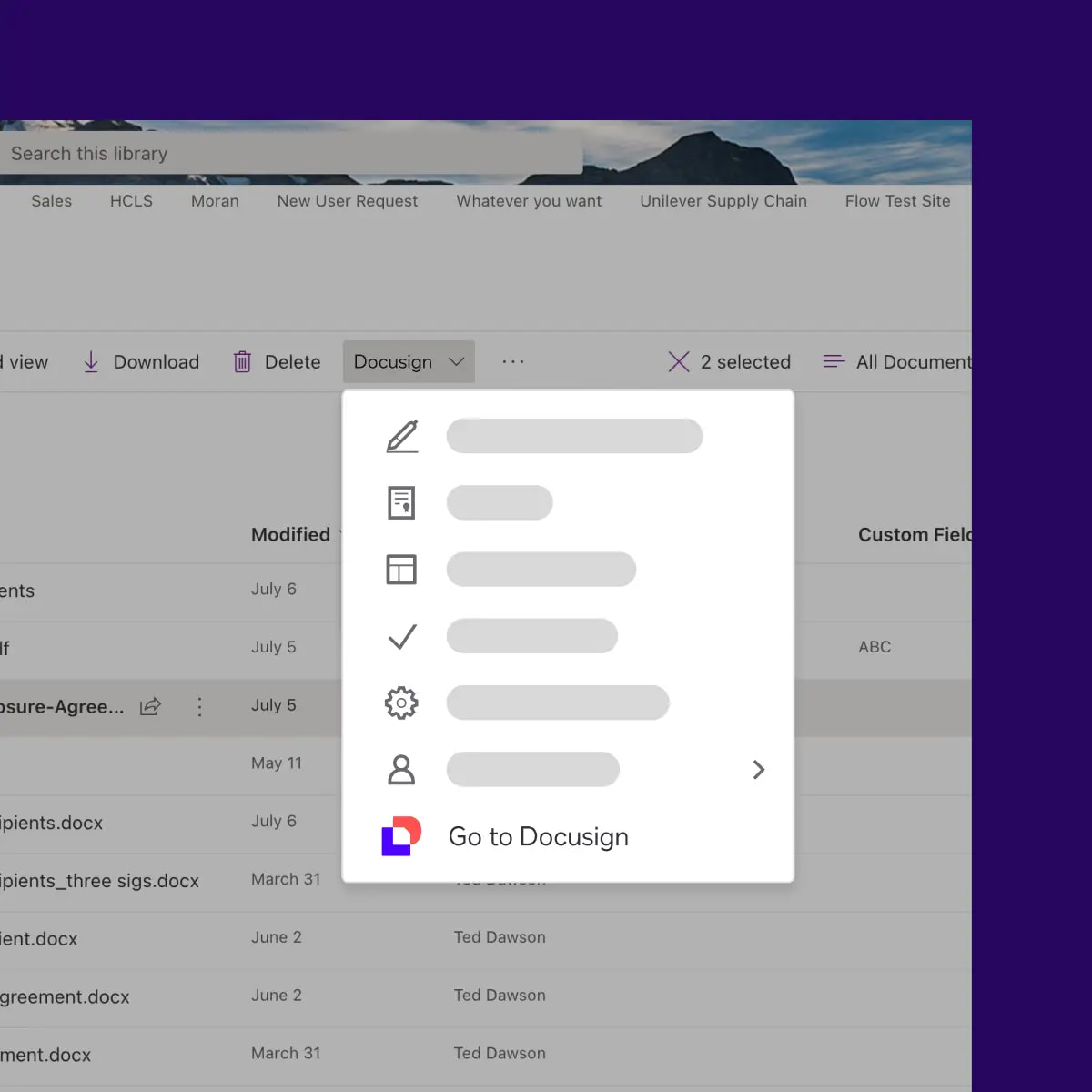 Integration between SharePoint and DocuSign