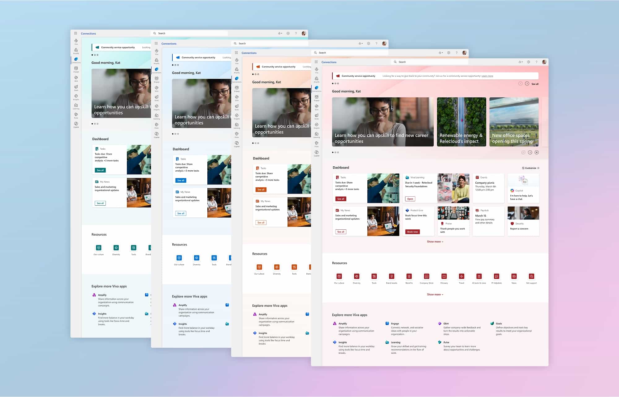 Application of the corporate graphic theme in Viva Connections