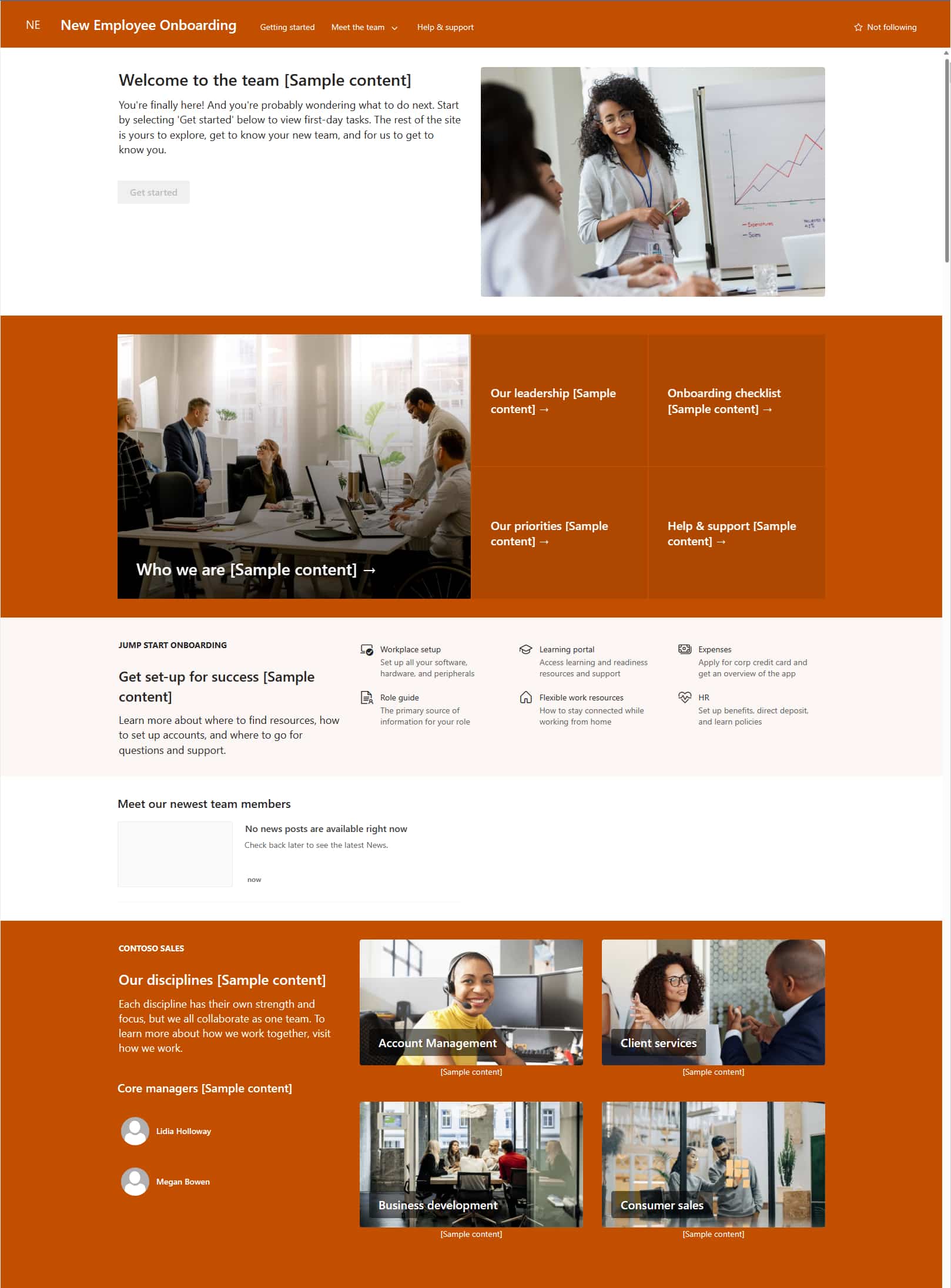 Template for creating a SharePoint onboarding site