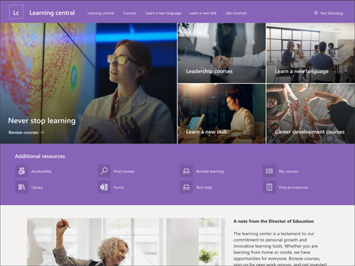 Training hub based on SharePoint Online