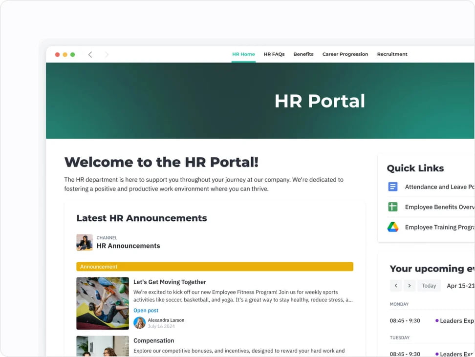 Detail of an HR portal created with Happeo