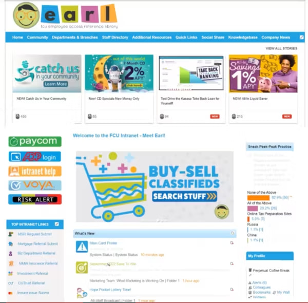 Example of a portal created with Intranet Connections