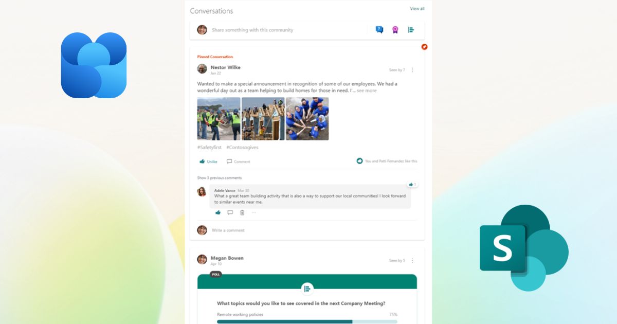 Accessing Viva Engage conversations in the SharePoint intranet
