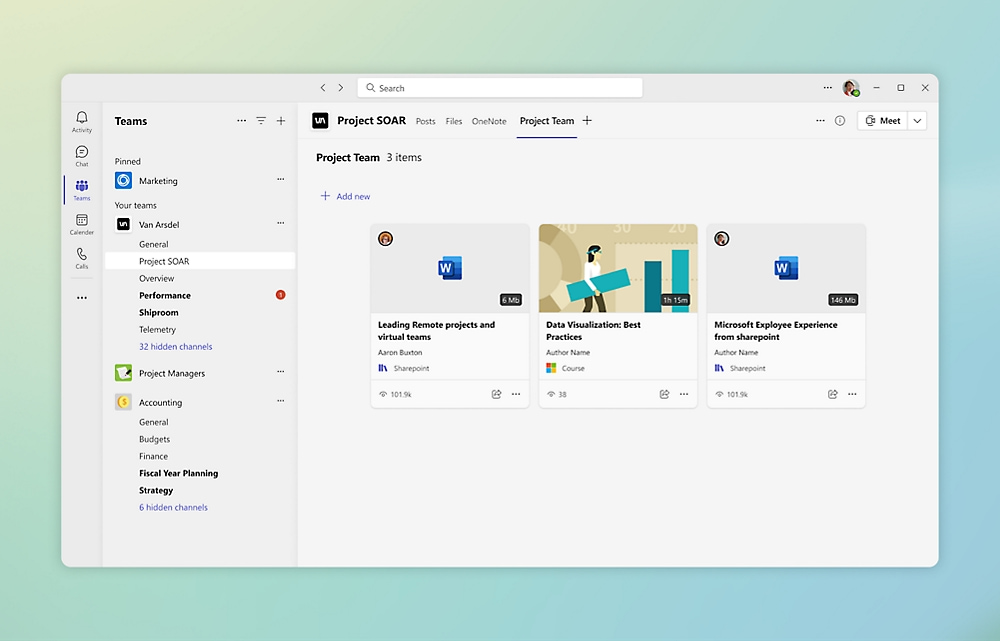 Viva Learning tabs in the Microsoft Teams desktop app