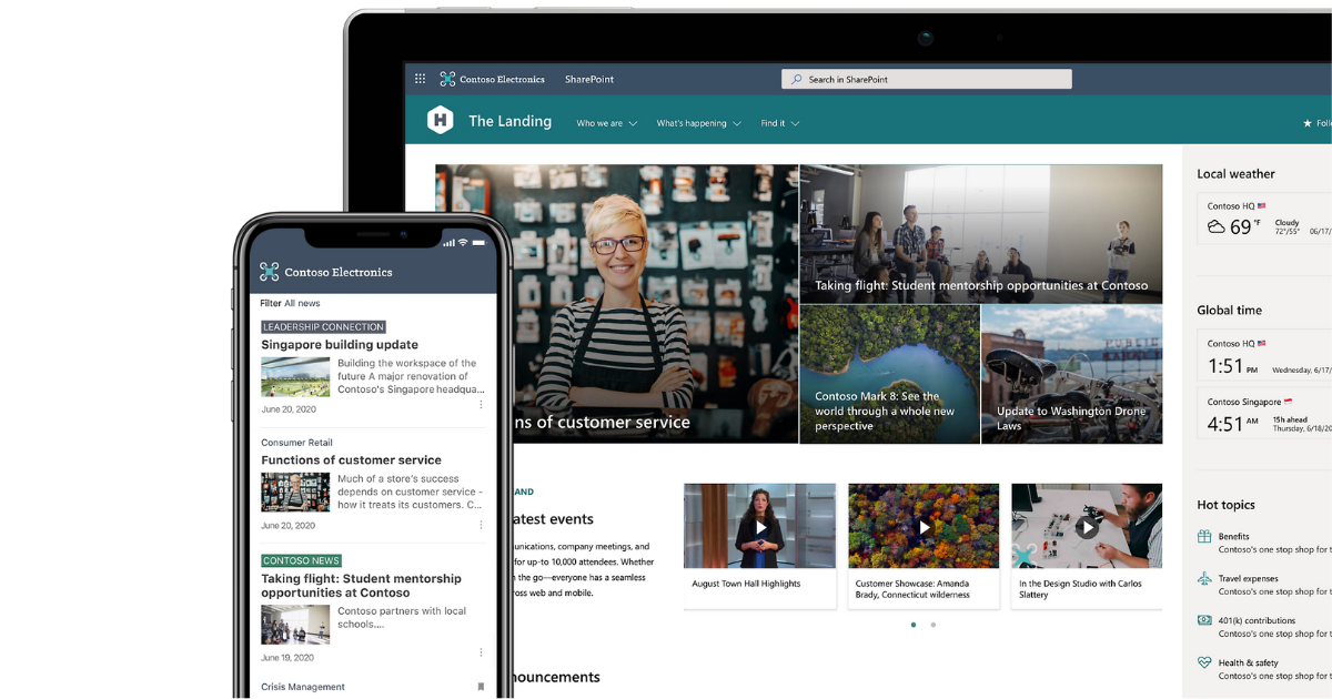 Example of an intranet built with SharePoint from Microsoft 365