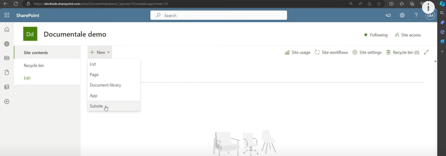Creating the editorial subsite from the public team site
